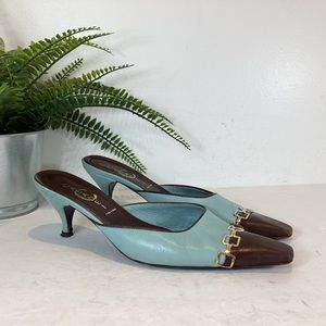 CASADEI MADE IN ITALY LEATHER KITTEN HEEL SLIDE ONS SZ 7.5